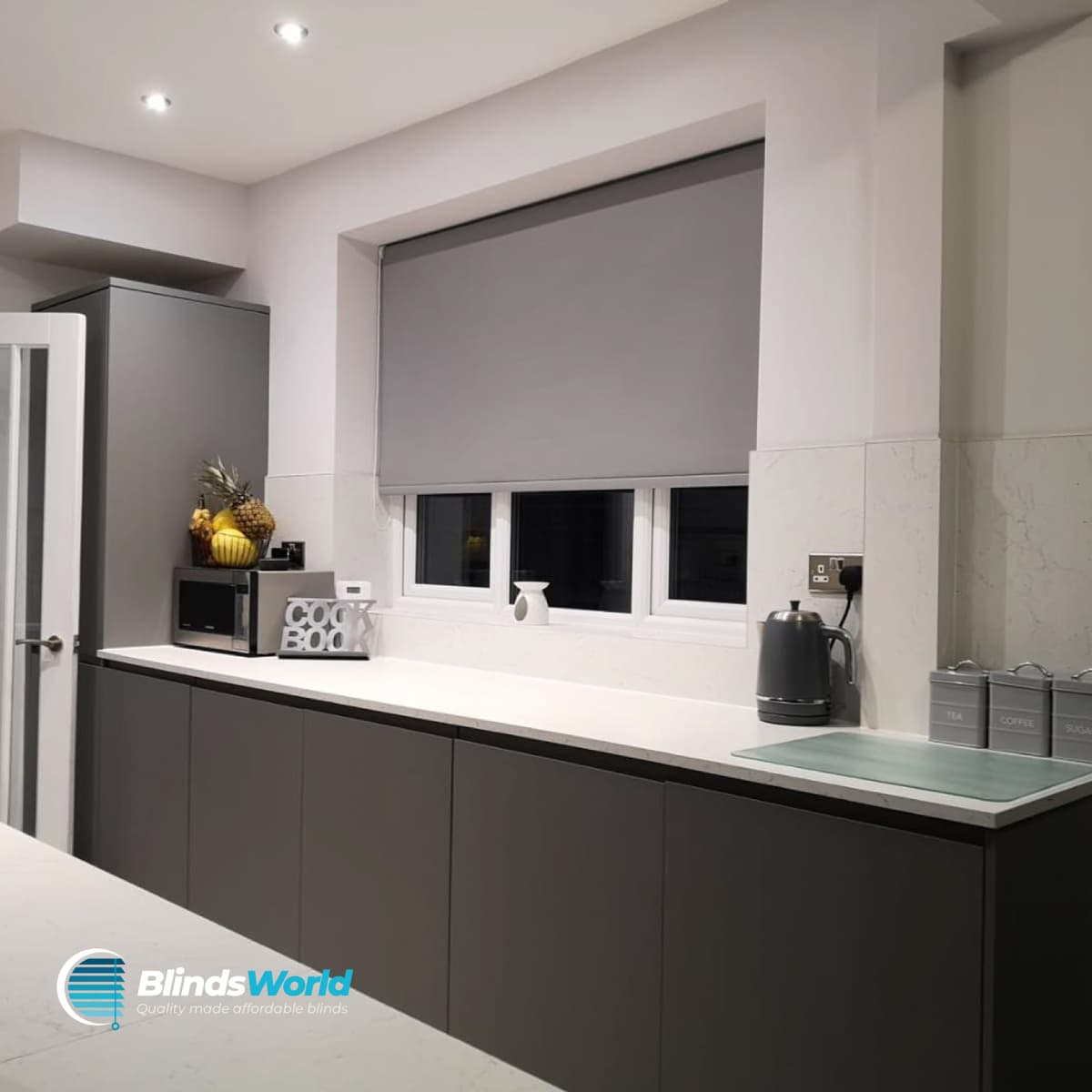 Roller blinds fitted in a Yorkshire kitchen